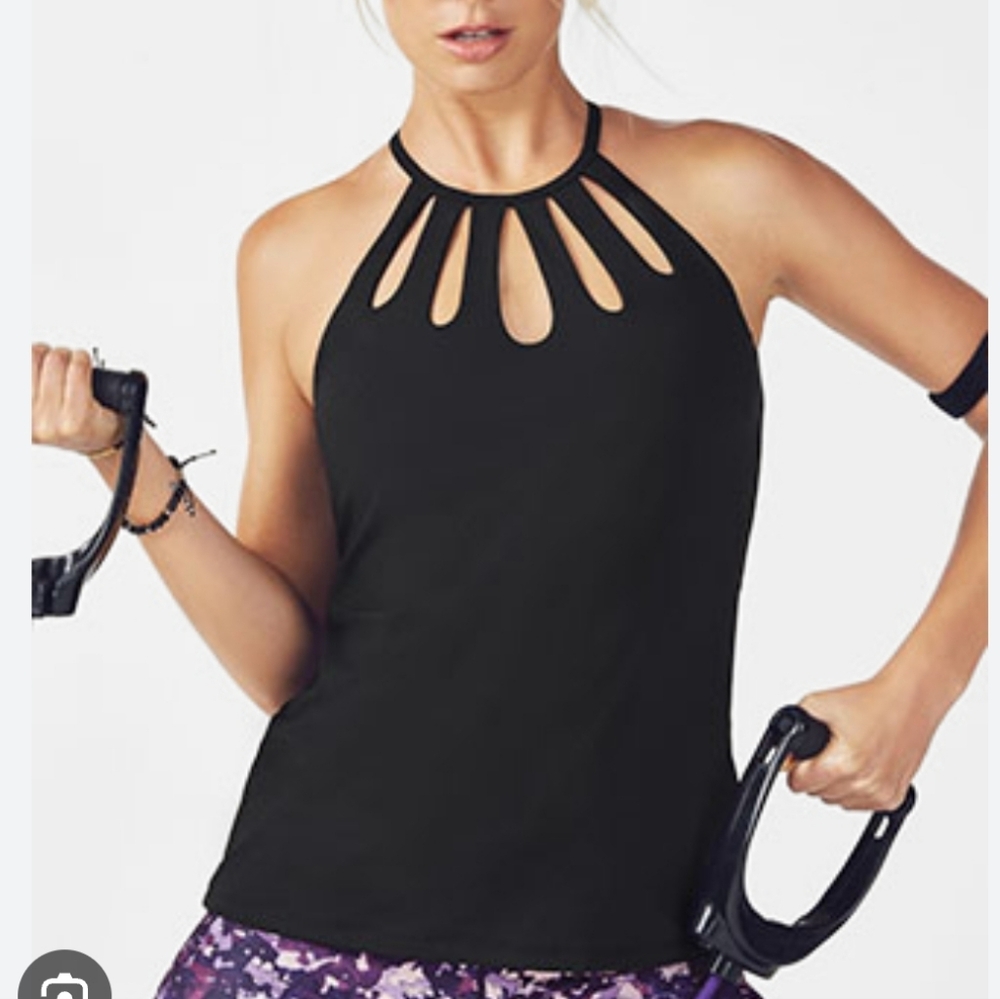 Fabletics Women's Black Imogen Cutout Halter Tank Top Medium‎